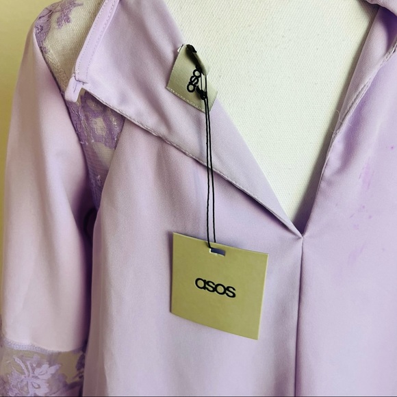 NWT ASOS Lavender Purple Lace Cut Out Panel Swing Dress - Picture 10 of 12